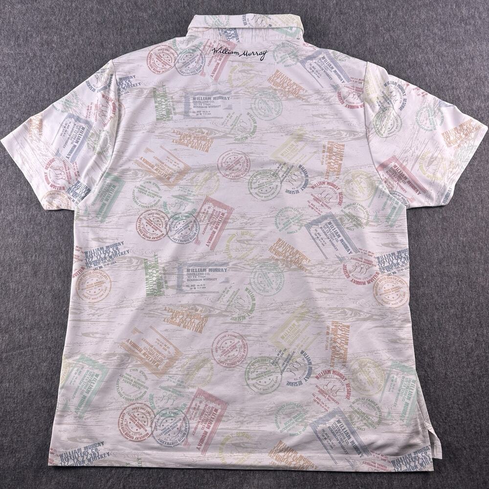 William Murray Performance Polo Mens XL Distillery Whiskey Bourbon Print Stretch - Picture 11 of 16